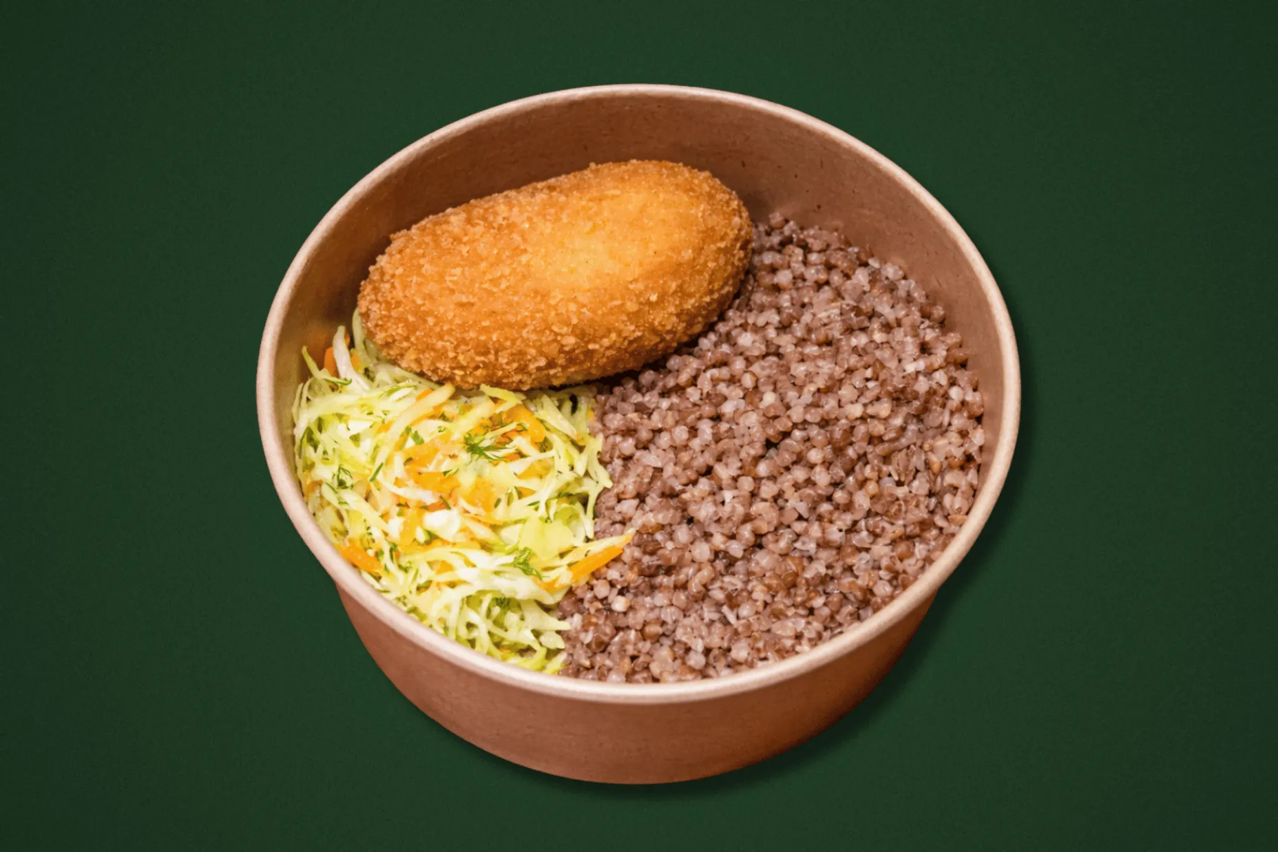 Котлета по-київський, гречка та салат з молодої капусти